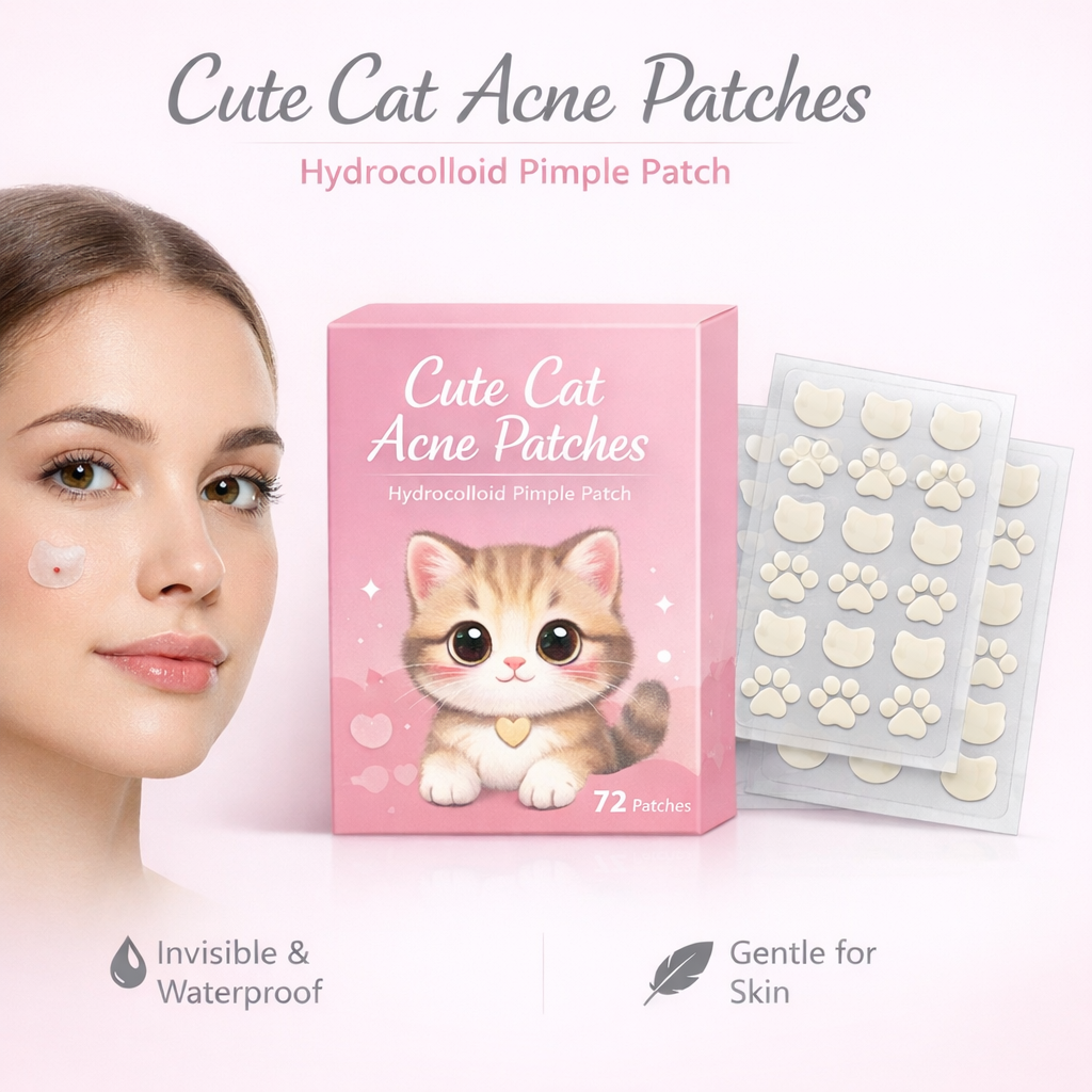 Cute Cat Hydrocolloid Acne Patches – Invisible Pimple Spot Cover (200psc).