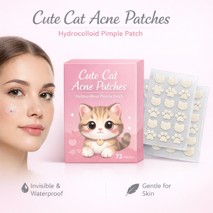 Cute Cat Hydrocolloid Acne Patches – Invisible Pimple Spot Cover (200psc).