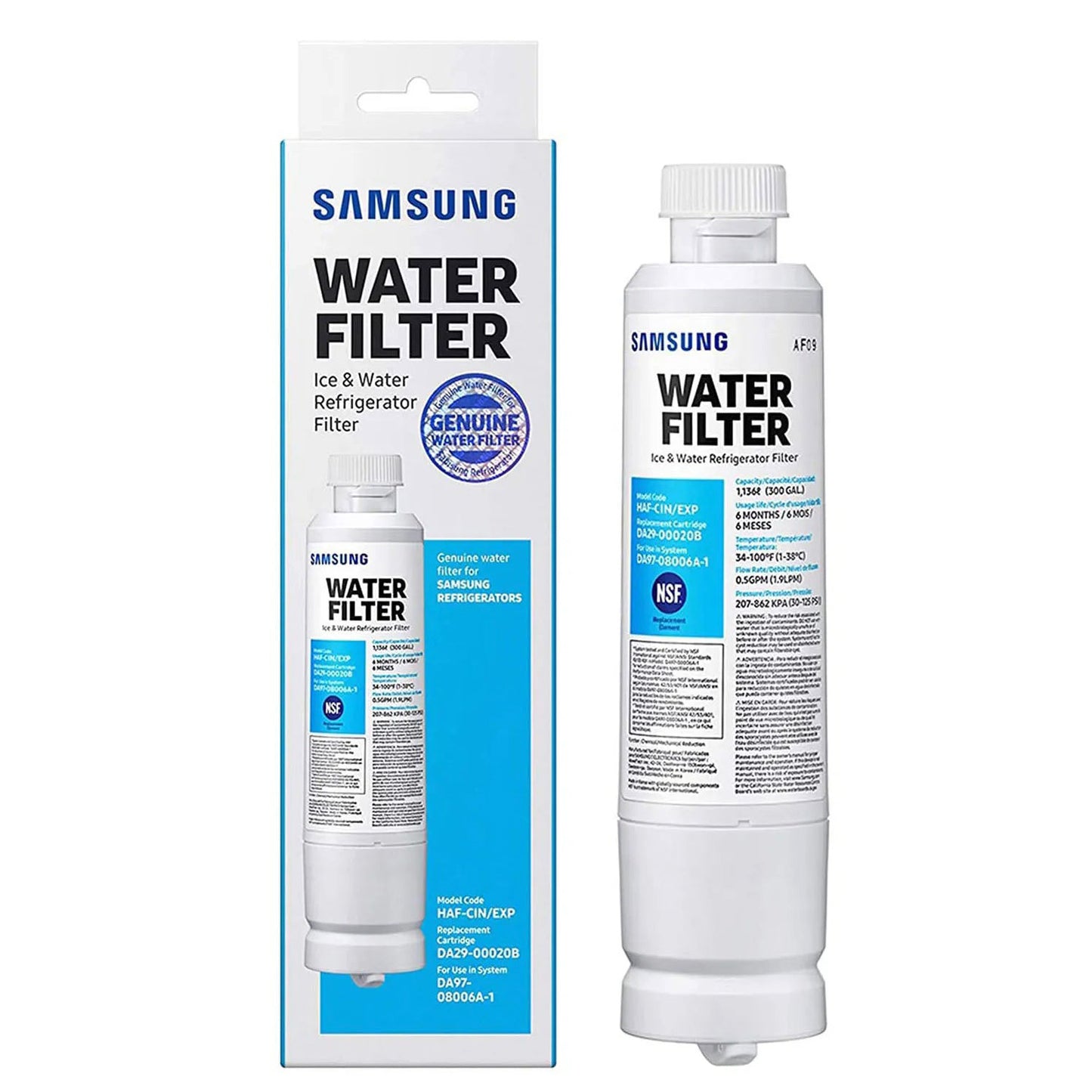 DA29-00020B Refrigerator Water Filter– Carbon Block, Contaminant Reduction – Fresh Water & Ice – Easy Install