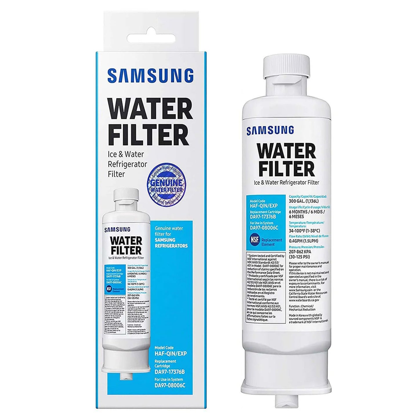 DA97-17376B Refrigerator Water Filter, Reduces Harmful Contaminants for Clean Drinking Water, Easy Install