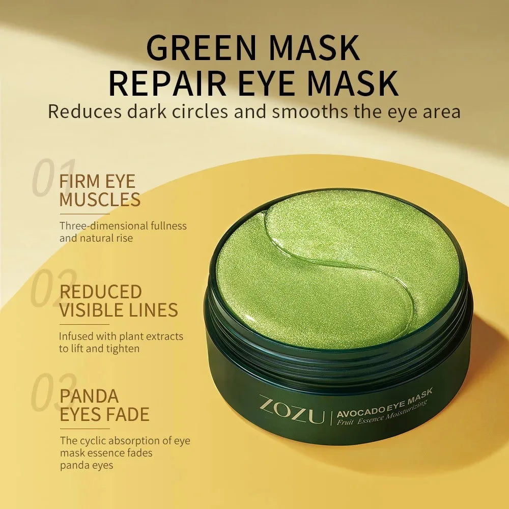 Green eye mask withZOZUI branding on a beige background
