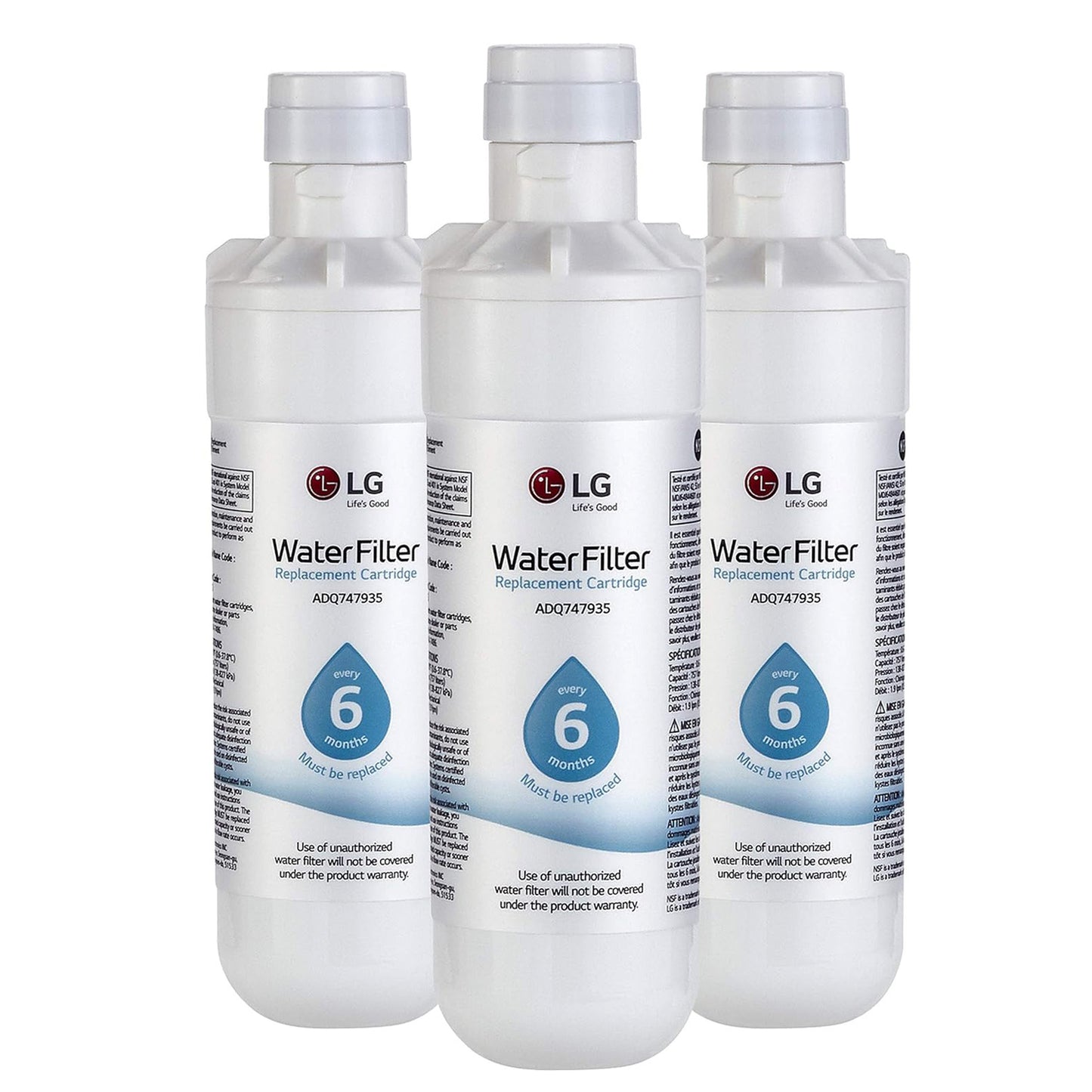 LG LT1000P Refrigerator Water Filter Replacement, ADQ747935, ADQ74793501, 200 Gallon, White