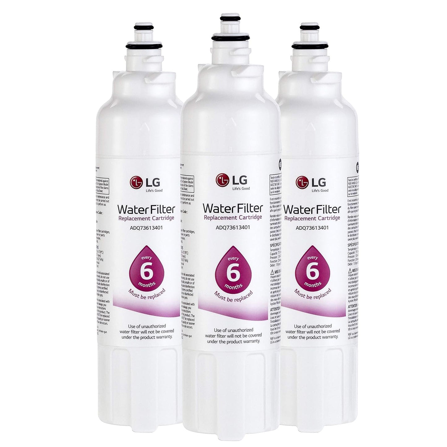 LG LT800P Refrigerator Water Filter Replacement, ADQ73613401, ADQ73613408, or ADQ75795104, 200 Gallon Capacity, White