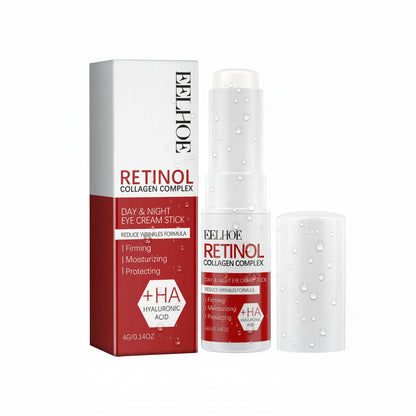 Retinol collagen complex eye cream stick with packaging on a white background